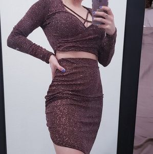 Charlotte russe two piece pink sparkly dress